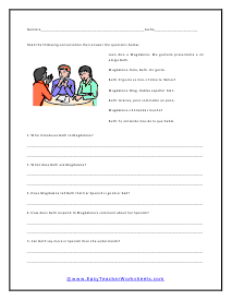 Spanish Reading Comprehension Worksheets