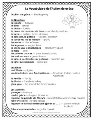 spanish thanksgiving worksheet