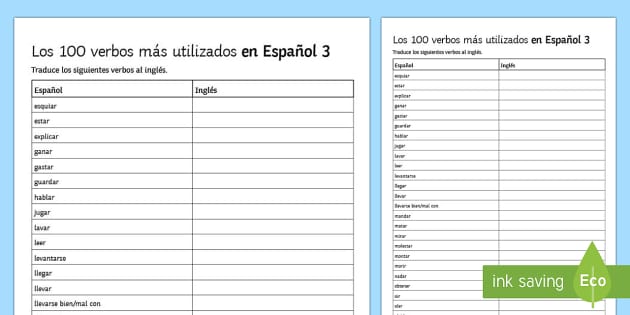 spanish to english translation worksheet