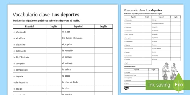 spanish to english translation worksheet