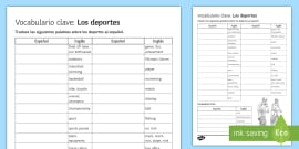 spanish to english translation worksheet