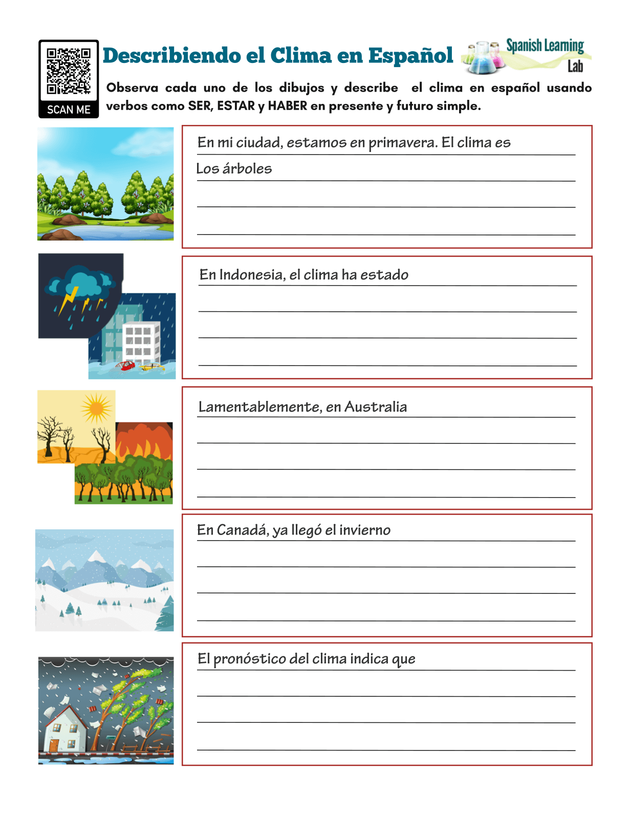 spanish weather terms worksheet