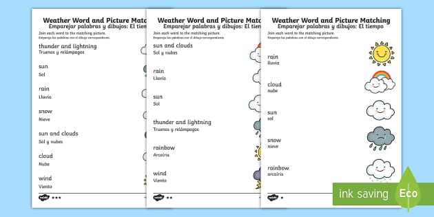 spanish weather terms worksheet