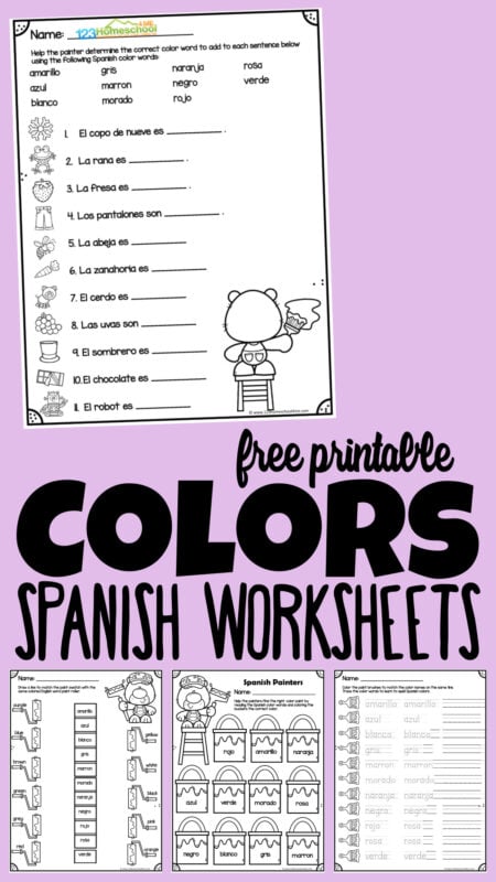 FREE Printable Spanish Color Worksheets