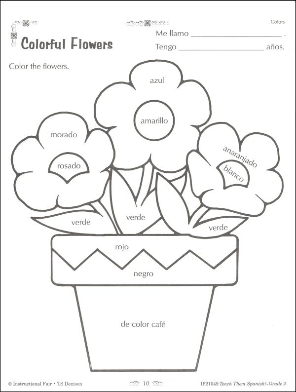spanish worksheet for 2nd grade