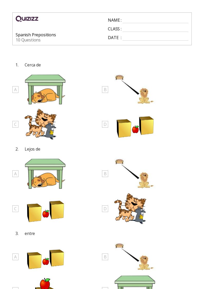 50+ Spanish worksheets for 2nd Grade on Quizizz | Free &  Printable