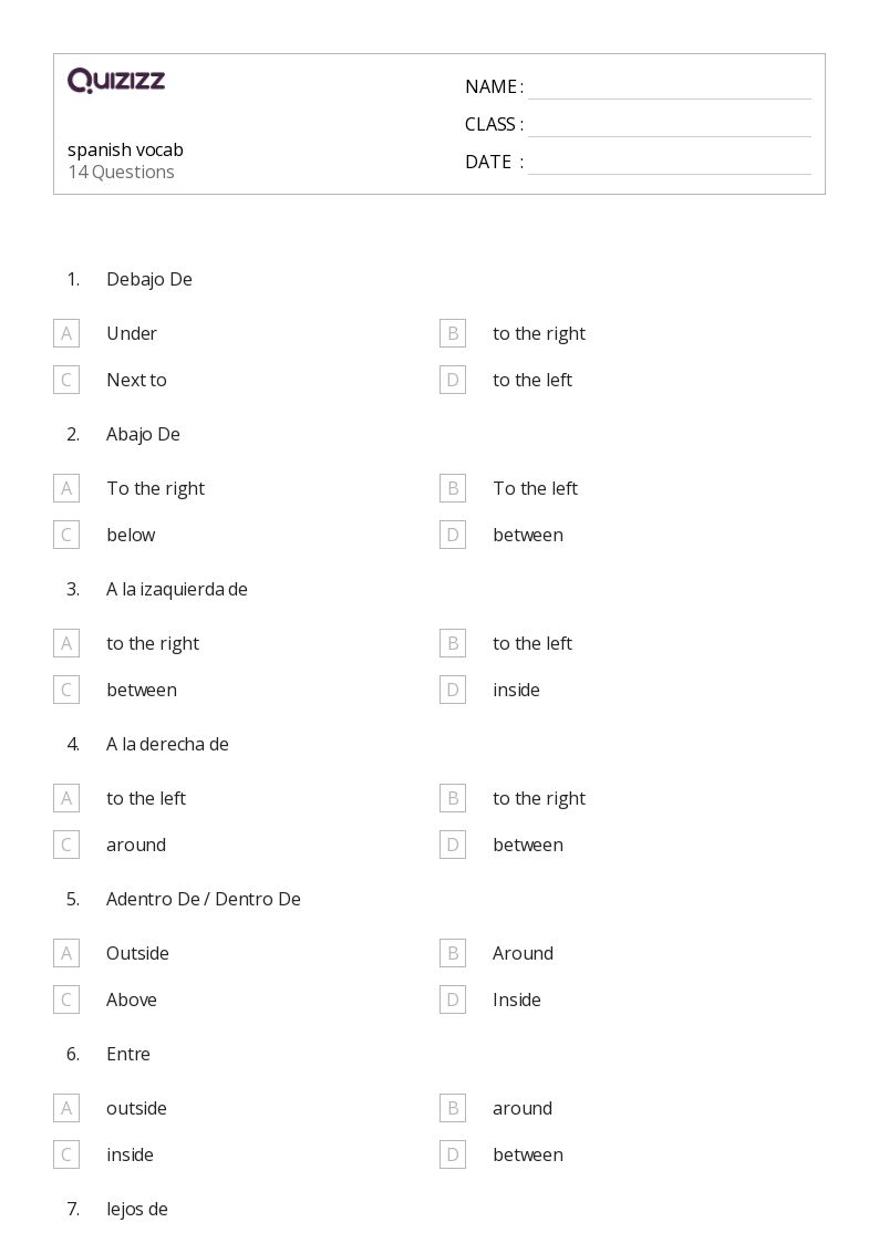 50+ Spanish worksheets for 3rd Grade on Quizizz | Free &  Printable
