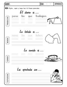 spanish worksheet for 3rd graders
