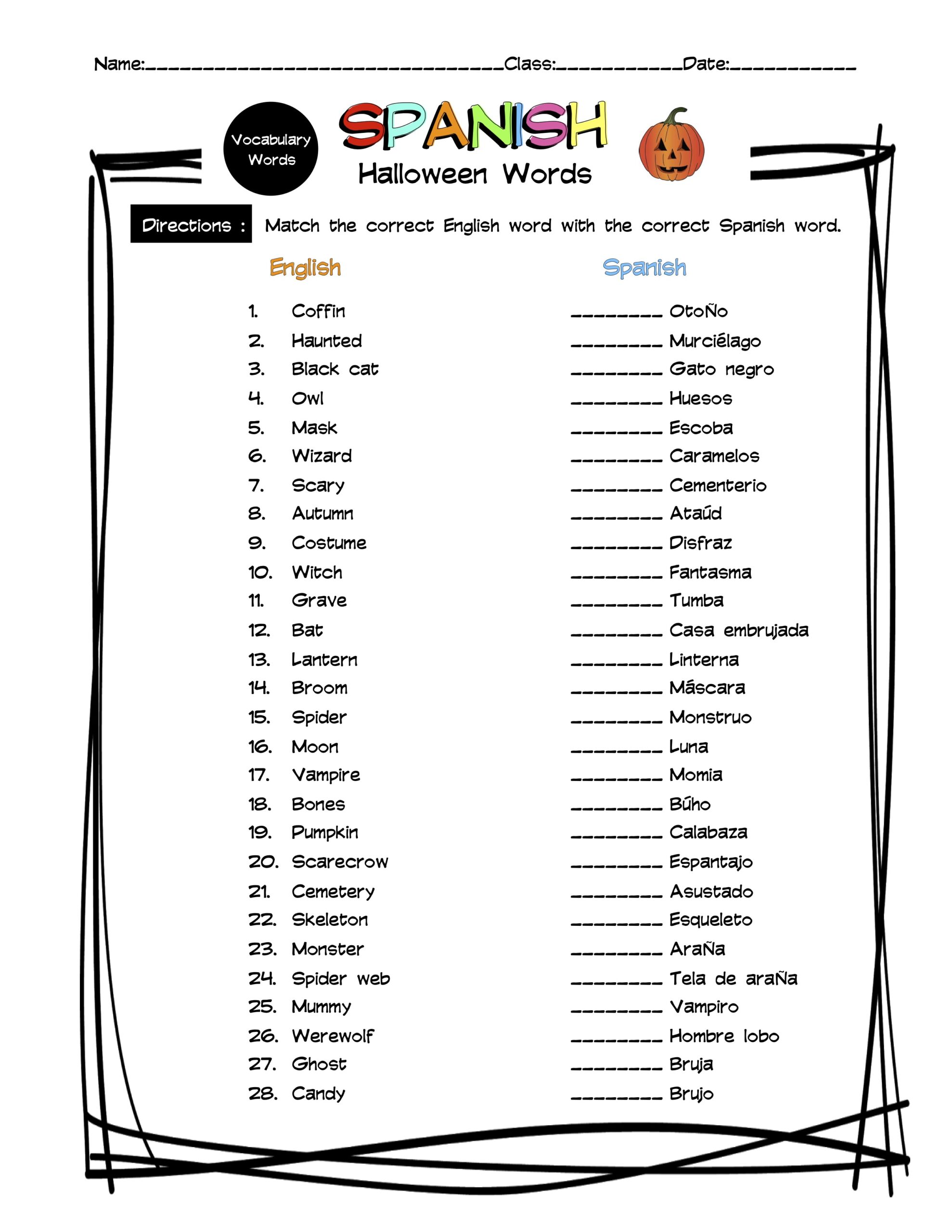 spanish worksheet for teachers