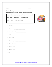 spanish worksheet greetings