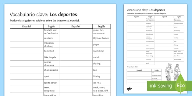 spanish worksheet vocabulary