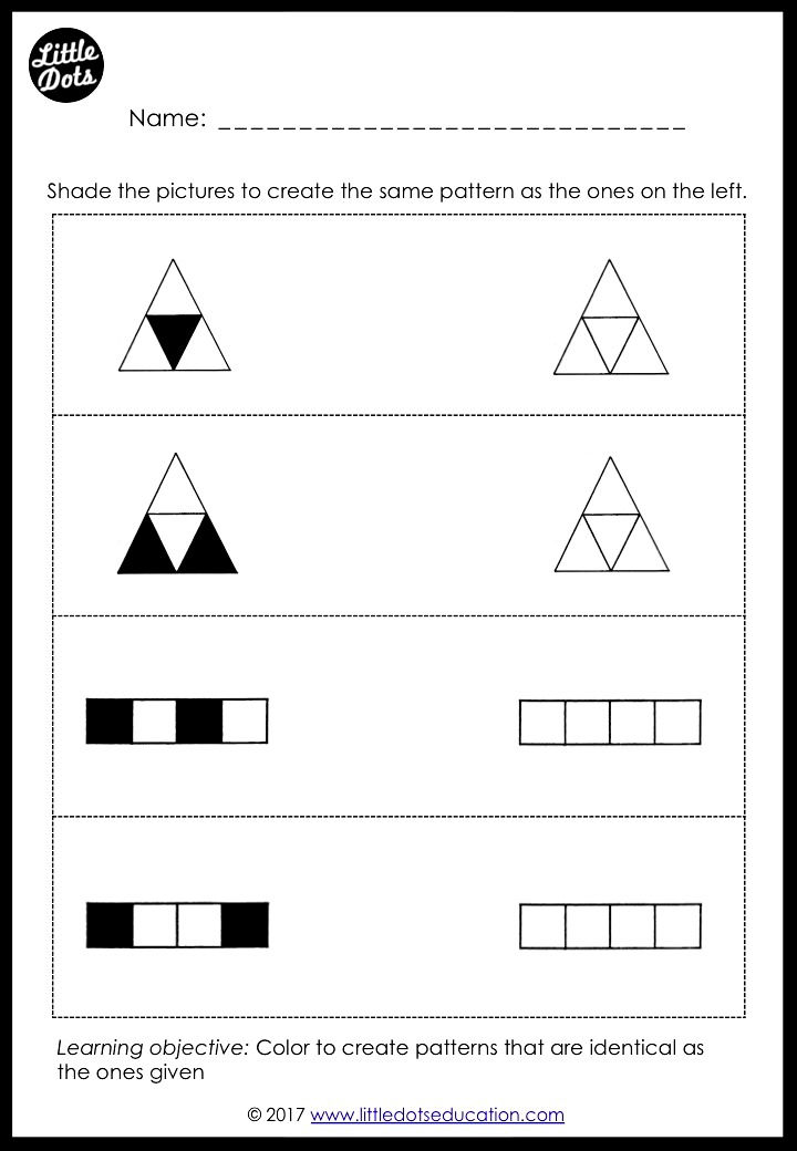 Preschool Patterns Matching Worksheets and Activities - Worksheets Library
