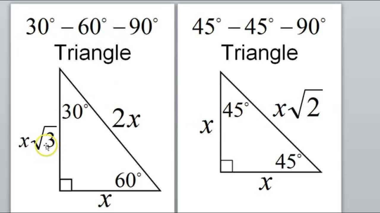 Day 1 HW Special Right Triangles 45 45 90, 30 60 90