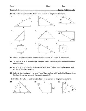 8 2 Practice Special Right Triangles Form K Answers | airSlate SignNow