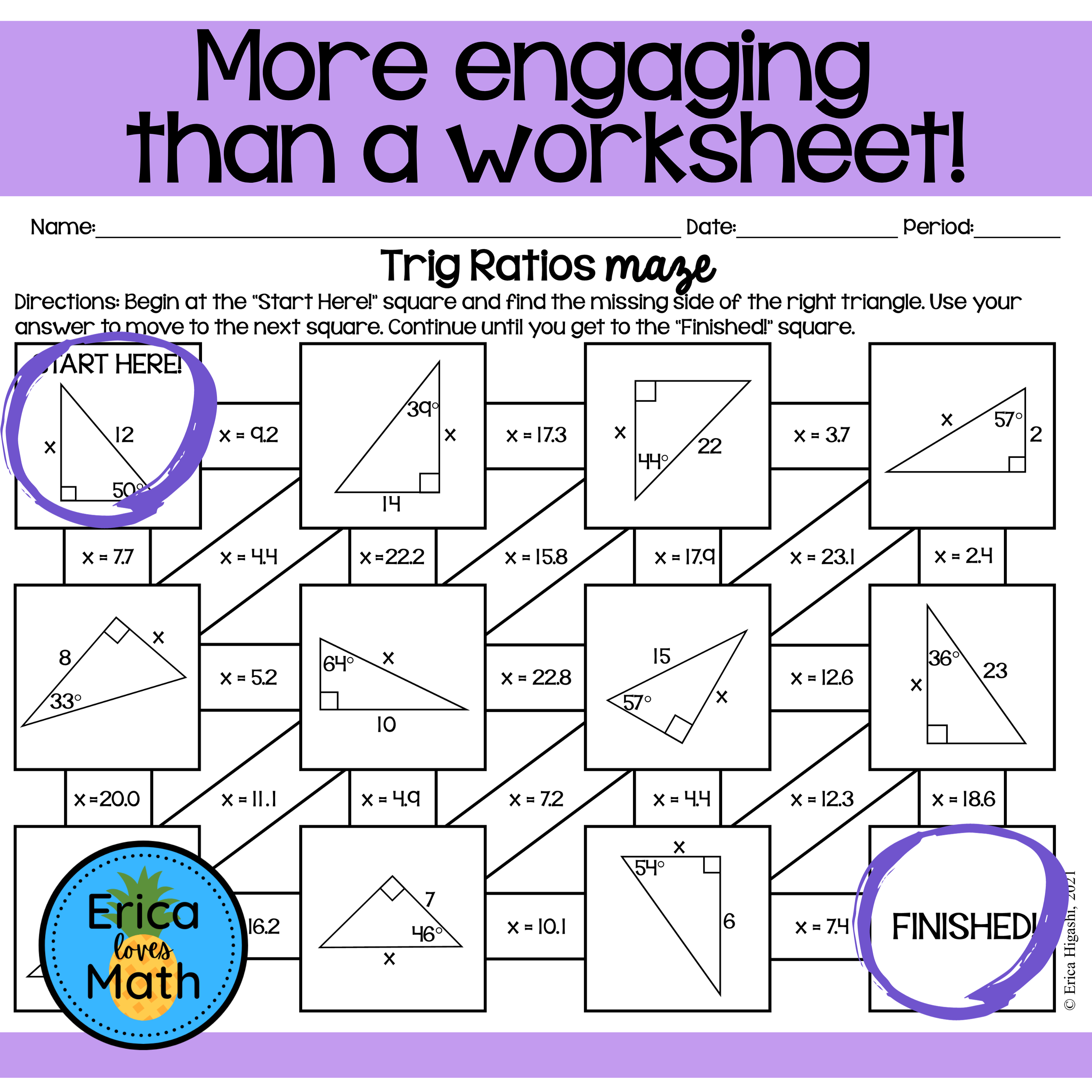 Right Triangle Trig Ratios Activity Maze | Made By Teachers
