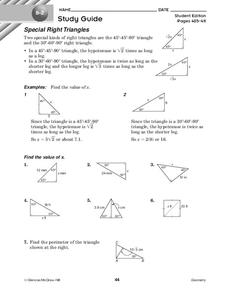 Special Right Triangles Worksheet for 10th Grade | Lesson Planet