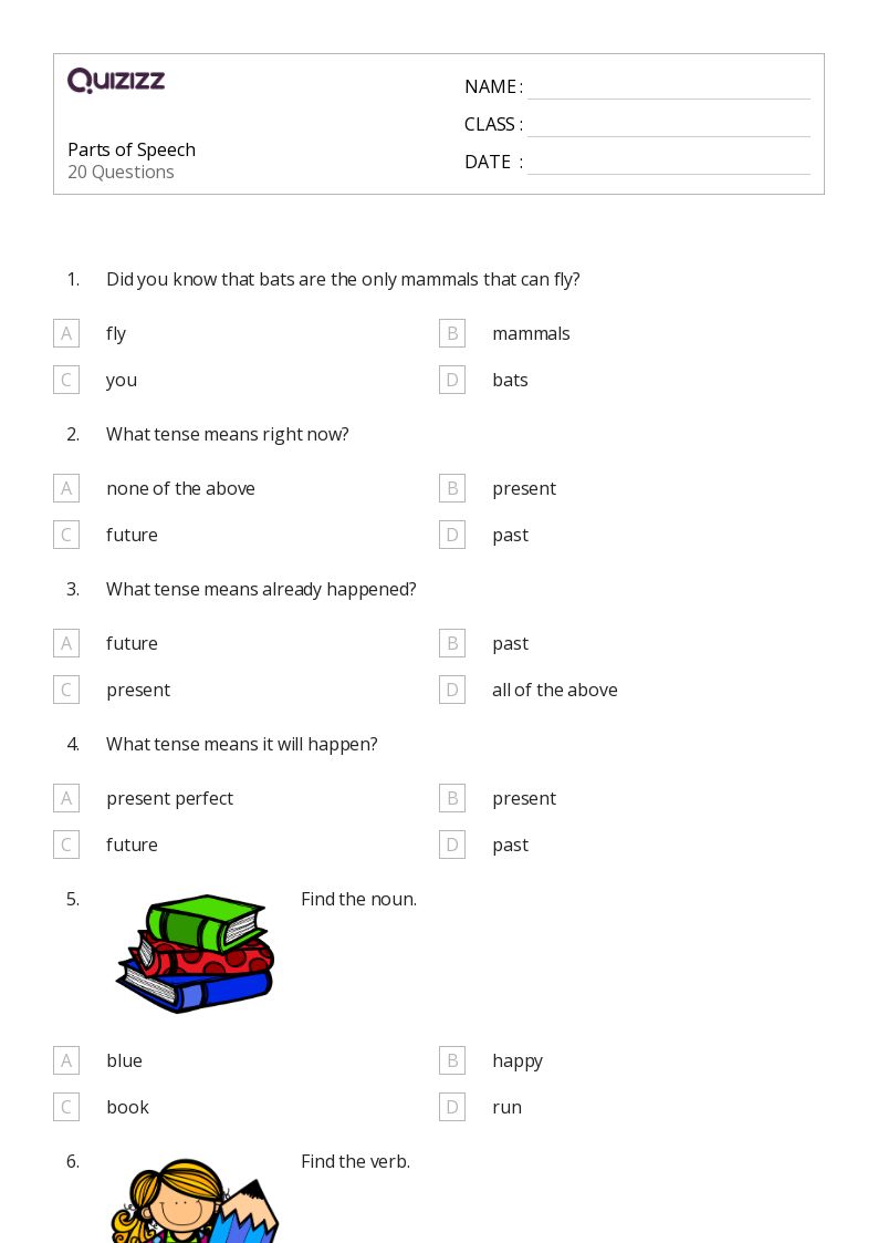 50+ Parts of Speech worksheets for 2nd Class on Quizizz | Free ...
