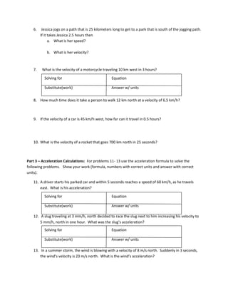 Speed, velocity and_acceleration_calculations | PDF