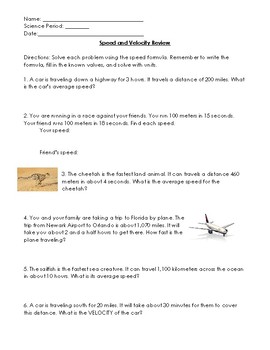 Speed and Velocity Practice Problems