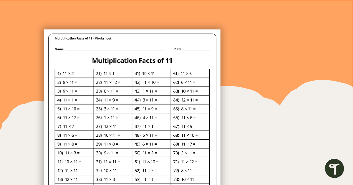 Multiplication and Division Speed Drill Worksheets - Facts of 11 ...