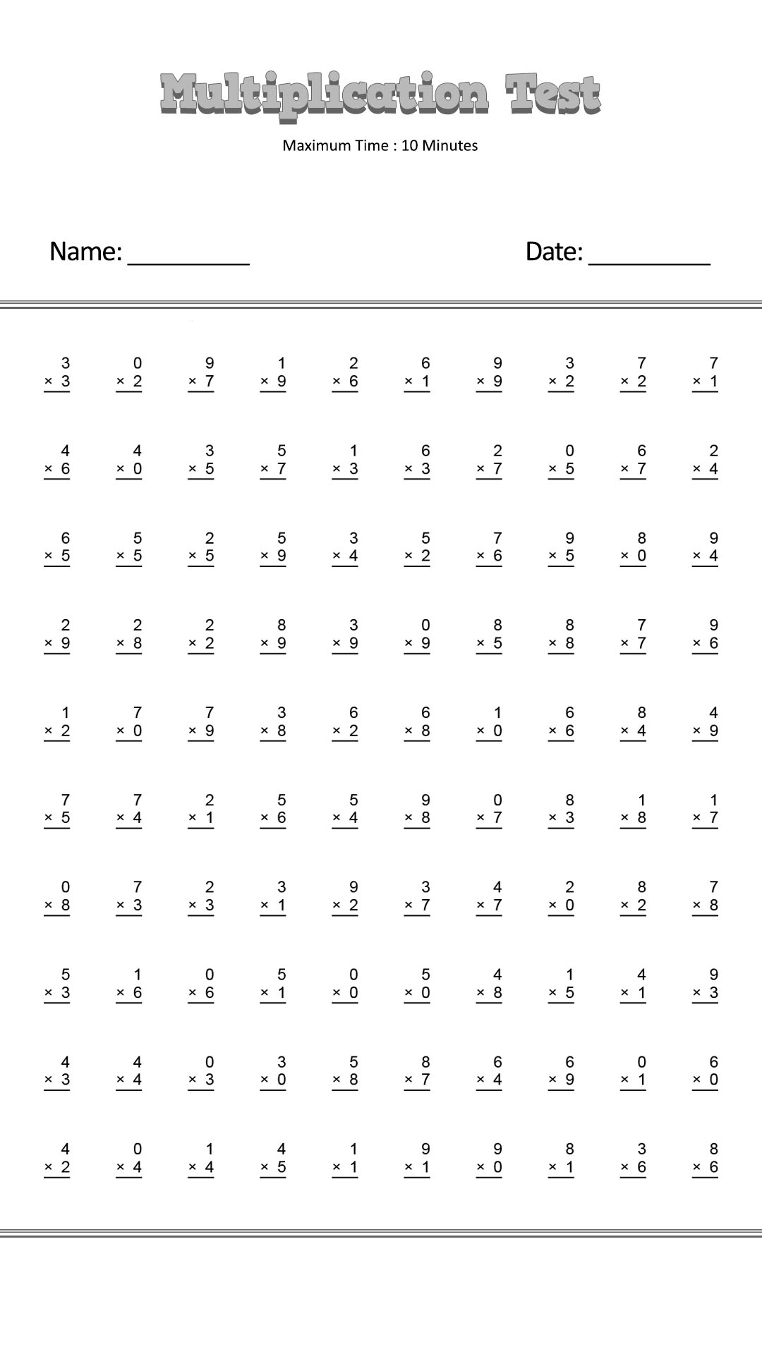 19 Timed Multiplication Worksheets - Free PDF at worksheeto.com