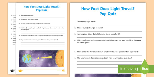 speed of light worksheet