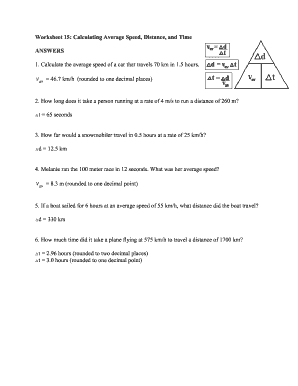 Average Speed Problems Worksheet With Answers Pdf - Fill Online ...