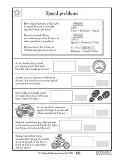 Calculating speed | 4th grade Math Worksheet | GreatSchools