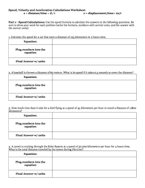 speed velocity and acceleration worksheet