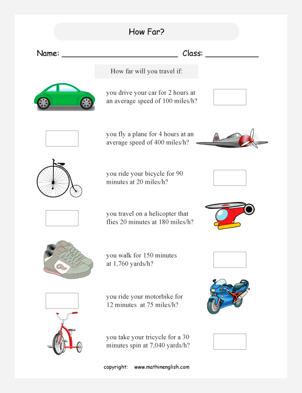 speed worksheet