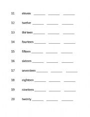 spell numbers worksheet