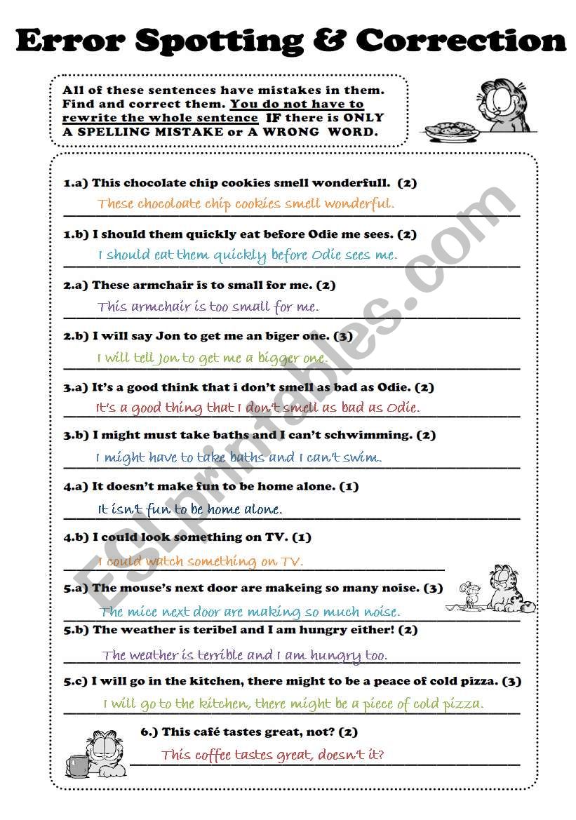 spelling and grammar worksheet