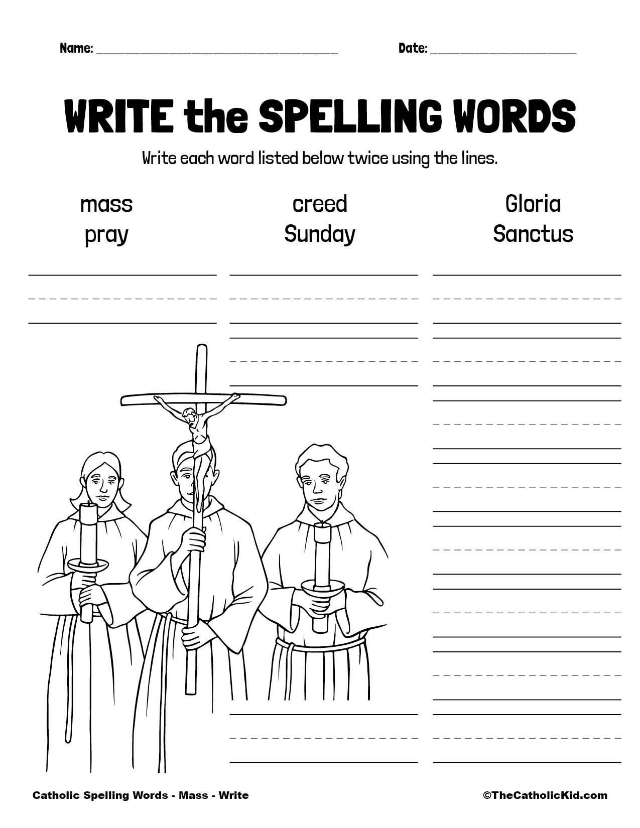 Catholic Spelling &  Vocabulary Words Mass Worksheets ...