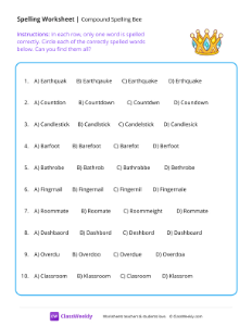 spelling and vocabulary worksheet