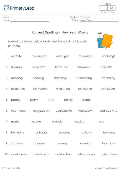 spelling and vocabulary worksheet