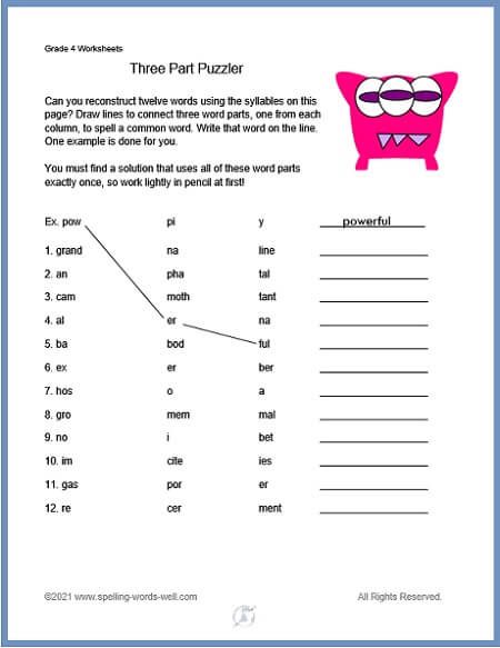 spelling bee worksheet