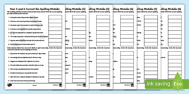 spelling correction worksheet