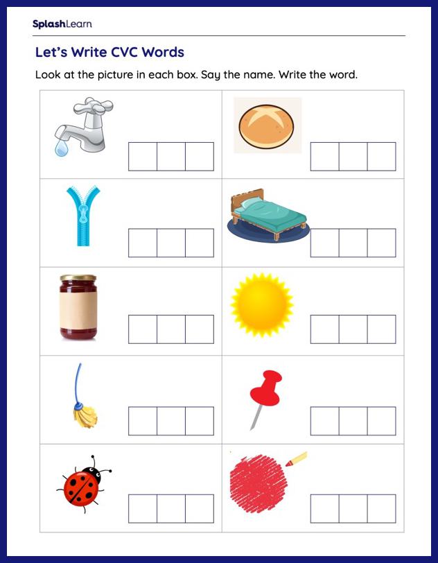 CVC Words Worksheets for Kids Online - SplashLearn