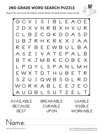 spelling for 2nd grade