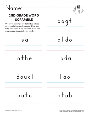 spelling for 2nd grade
