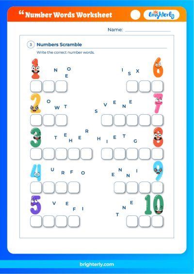 spelling numbers worksheet