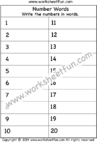 Spelling - Numbers in Words / FREE Printable Worksheets - Worksheetfun