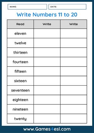 spelling numbers worksheet