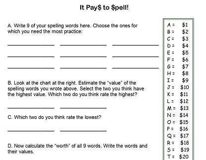 Fourth Grade Worksheets for Fun Spelling Practice