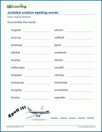 Fourth Grade Spelling Worksheets | Worsheets library