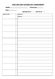 English worksheets: Spelling, definition and sentence template
