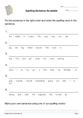 Spelling Sentence Scramble - Sentence Scamble Worksheet Maker