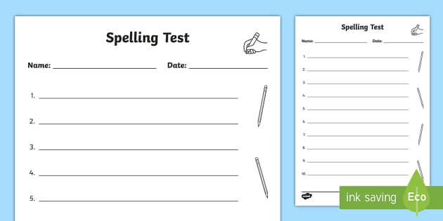 Spelling And Vocabulary Test Template Worksheet: Twinkl