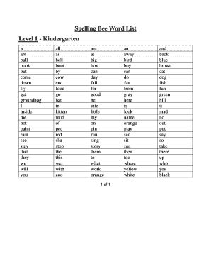Kindergarten Spelling Words 2020-2024 - Fill and Sign Printable ...