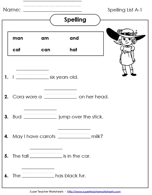 1st Grade Spelling Lists &  Worksheets